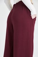 Bayan Bordo Beli Lastikli Bol Pantolon