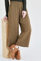 Bayan Yeşil Beli Lastikli Bol Pantolon