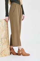 Bayan Yeşil Beli Lastikli Bol Pantolon