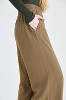 Bayan Yeşil Beli Lastikli Bol Pantolon