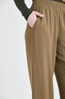 Bayan Yeşil Beli Lastikli Bol Pantolon