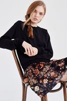 Bayan Siyah Basic Sweatshirt