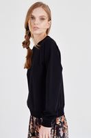 Bayan Siyah Basic Sweatshirt