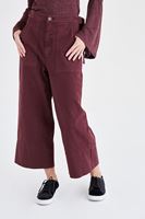 Bayan Bordo Bol Kesim Kısa Paça Pantolon