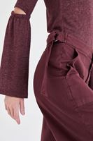 Bayan Bordo Bol Kesim Kısa Paça Pantolon