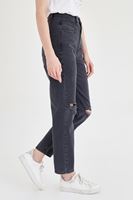 Bayan Siyah Yüksek Bel Boyfriend Jean