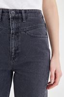 Bayan Siyah Yüksek Bel Boyfriend Jean