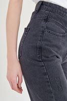 Bayan Siyah Yüksek Bel Boyfriend Jean