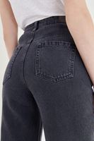 Bayan Siyah Yüksek Bel Boyfriend Jean