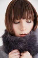 Women Grey Fur Shawl