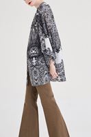Bayan Siyah Etnik Desenli Kimono