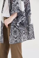 Bayan Siyah Etnik Desenli Kimono
