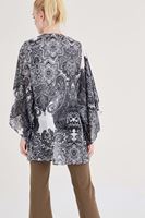 Bayan Siyah Etnik Desenli Kimono