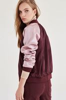 Bayan Bordo Saten Bomber Ceket