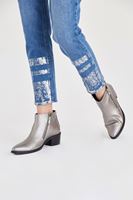 Bayan Mavi Metalik Baskılı Denim Pantolon