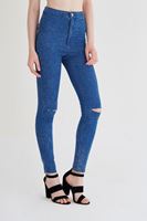 Bayan Mavi Yüksek Bel Skinny Pantolon