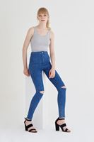 Bayan Mavi Yüksek Bel Skinny Pantolon