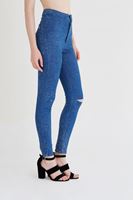 Bayan Mavi Yüksek Bel Skinny Pantolon