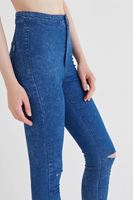 Bayan Mavi Yüksek Bel Skinny Pantolon