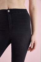 Bayan Gri Yüksek Bel Skinny Pantolon