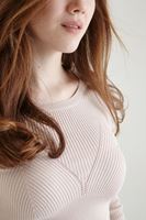Bayan Krem Triko Croptop
