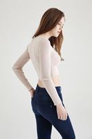 Bayan Krem Triko Croptop