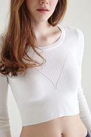 Bayan Krem Triko Croptop