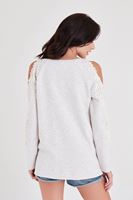 Bayan Gri Omuz Dekolteli Dantel Detaylı Sweatshirt
