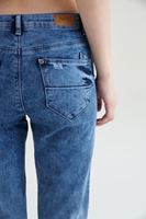 Bayan Mavi Yama Detaylı Boyfriend Kot Pantolon