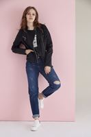 Bayan Mavi Yıpratılmış Yırtık Detaylı Boyfriend Jean