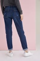 Bayan Mavi Yıpratılmış Yırtık Detaylı Boyfriend Jean