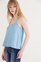 Bayan Mavi Askılı Denim Bluz