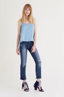 Bayan Mavi Askılı Denim Bluz