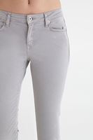 Bayan Gri Kısa Paça Ara Bel Pantolon