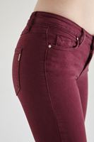 Bayan Bordo Düşük Bel Dar Paça Esnek Pantolon