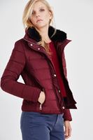 Bayan Bordo Slim Fit Şişme Mont