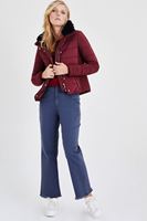 Bayan Bordo Slim Fit Şişme Mont