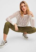 Bayan Krem Dantel İşlemeli Sweat