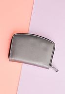 Women Silver Zipper Detailed Texture Wallet