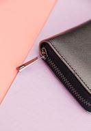 Women Silver Zipper Detailed Texture Wallet