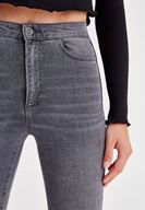Bayan Gri Ultra Yüksek Bel Jean Pantolon