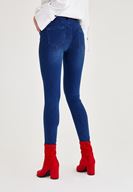 Bayan Lacivert Orta Belli Skinny Jeans