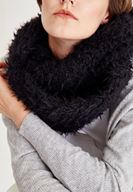 Women Black Furry Scarf