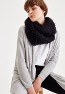 Women Black Furry Scarf