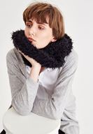 Women Black Furry Scarf