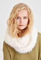 Women Cream Furry Scarf