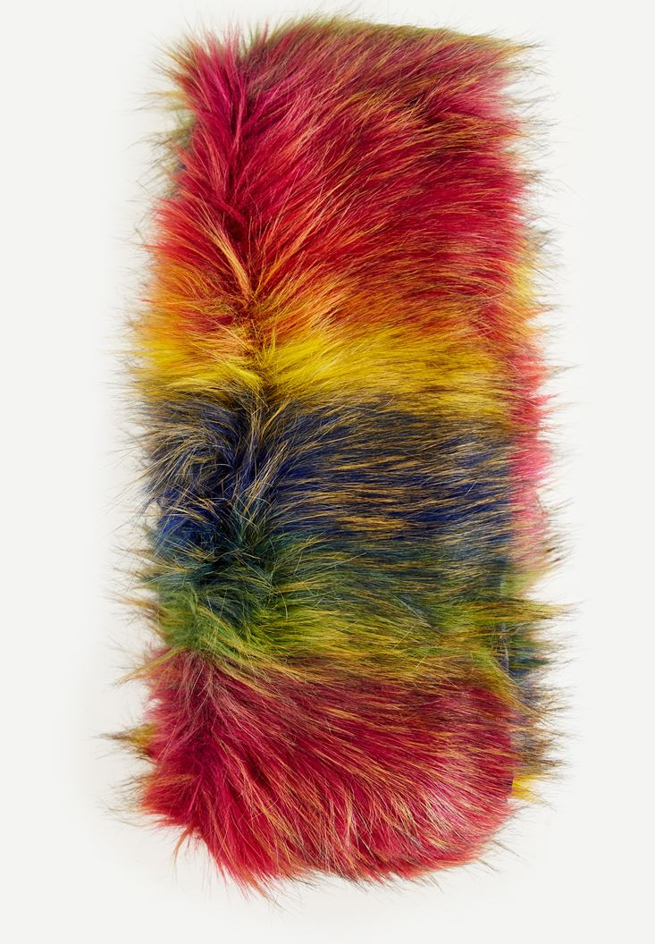 Women Mixed Fake Fur Colorful Shawl