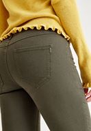 Bayan Yeşil Dar Paça Düşük Bel Pantolon