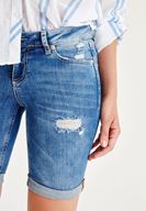 Bayan Lacivert Denim Diz Üstü Şort