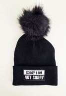 Women Black Slogan Detailed Hat